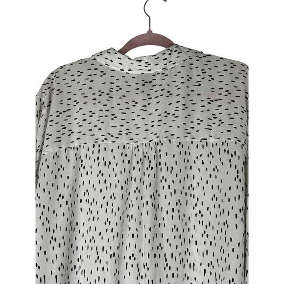 Worthington Woman White & Black Long Sleeve V-neck Collar Blouse Top Size 4X - Picture 6 of 10